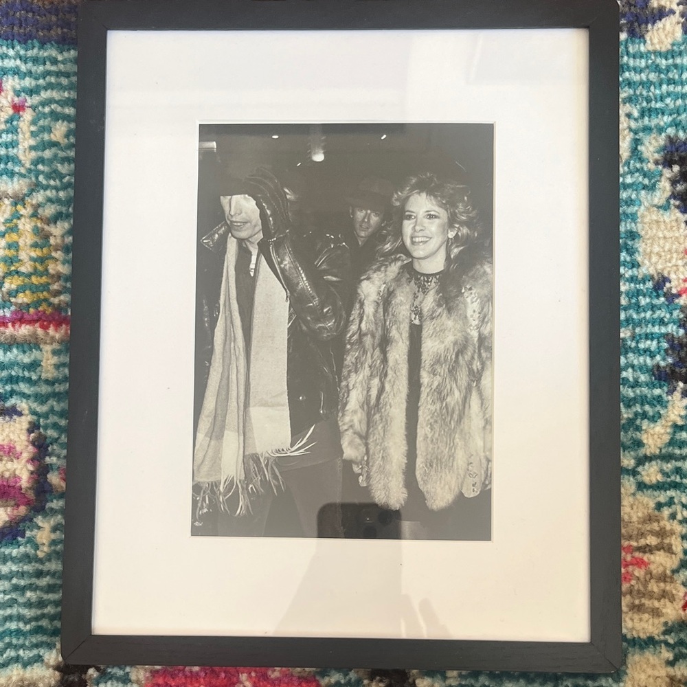 Framed Black and White Photograph of Tom Petty and Stevie Nicks.